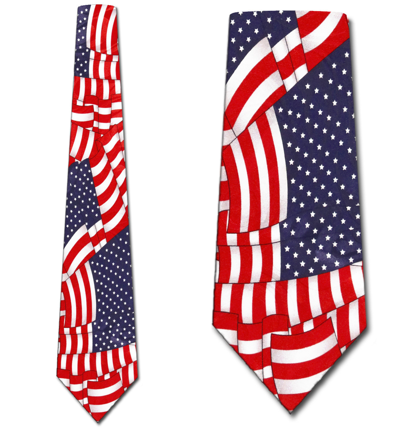 955-100: Waving Flag Ties US Flags Necktie by Steven Harris