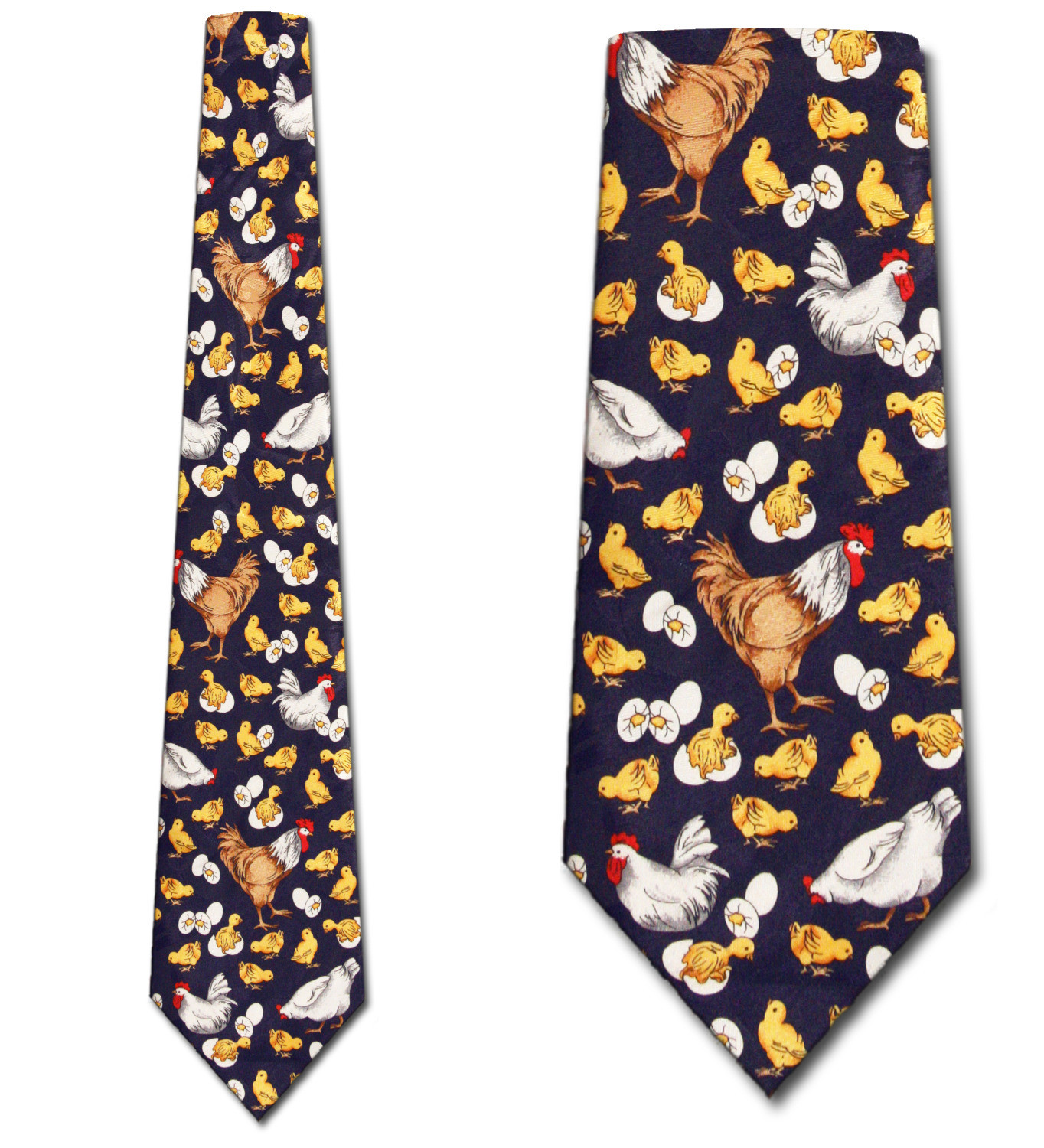 969-100: Chicken Ties Hen Rooser Chick Neckties Navy by Steven Harris