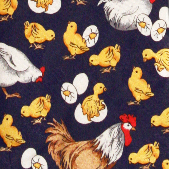 969-100: Chicken Ties Hen Rooser Chick Neckties Navy by Steven Harris