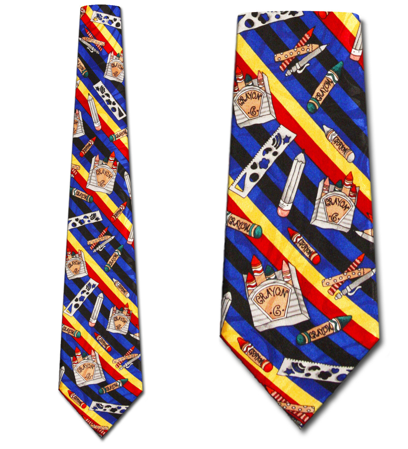 975-100: Crayon Ties School Neckties Black Rainbow by Steven Harris