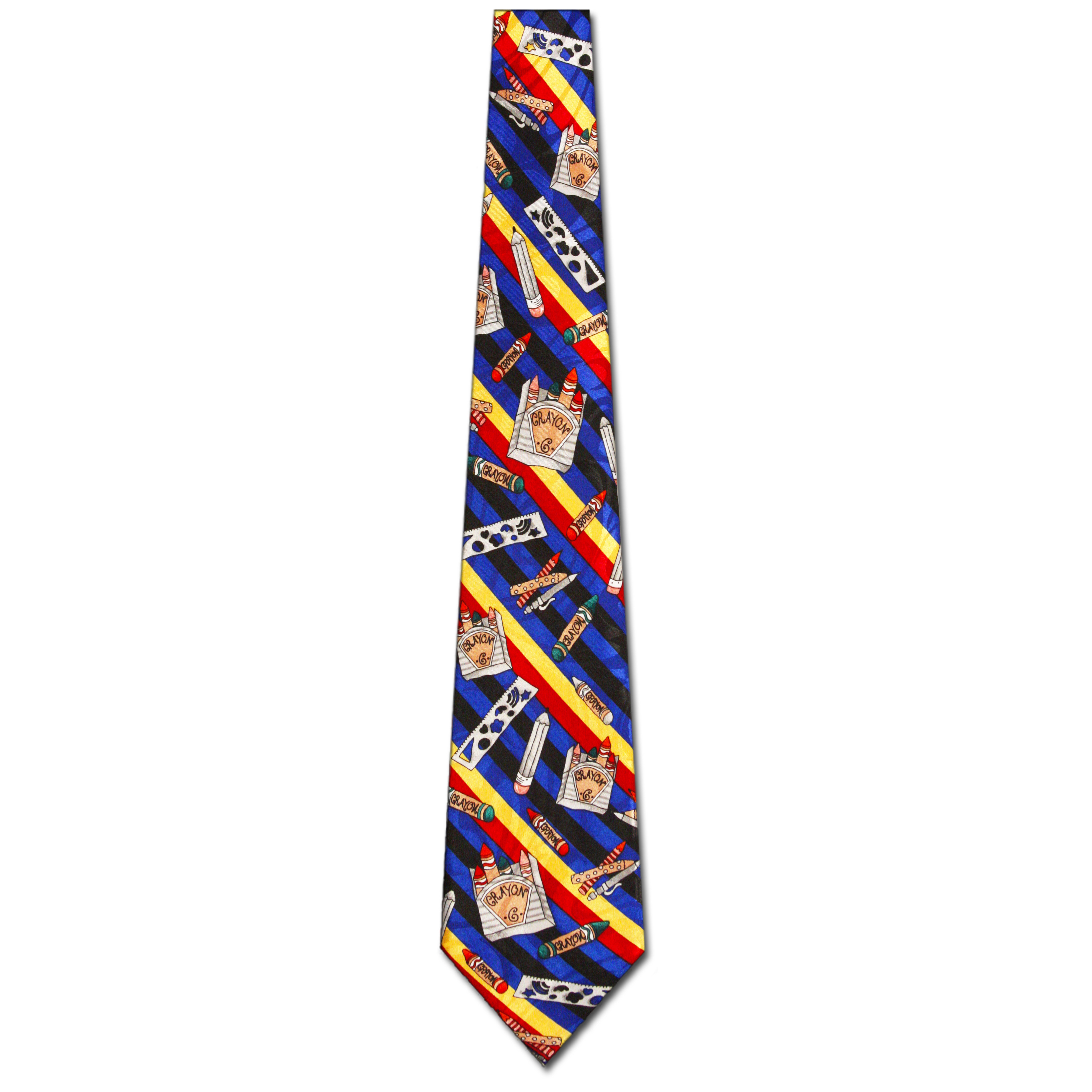 975-100: Crayon Ties School Neckties Black Rainbow by Steven Harris at Abcties.com