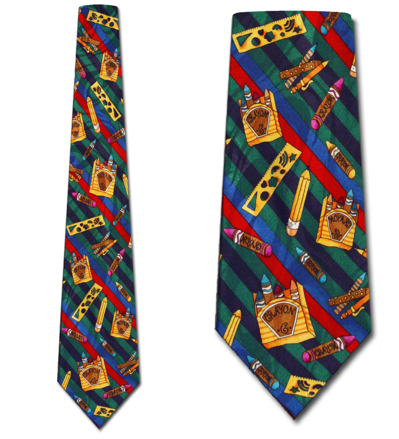 975-102: Crayon Ties School Neckties Navy Rainbow by Steven Harris