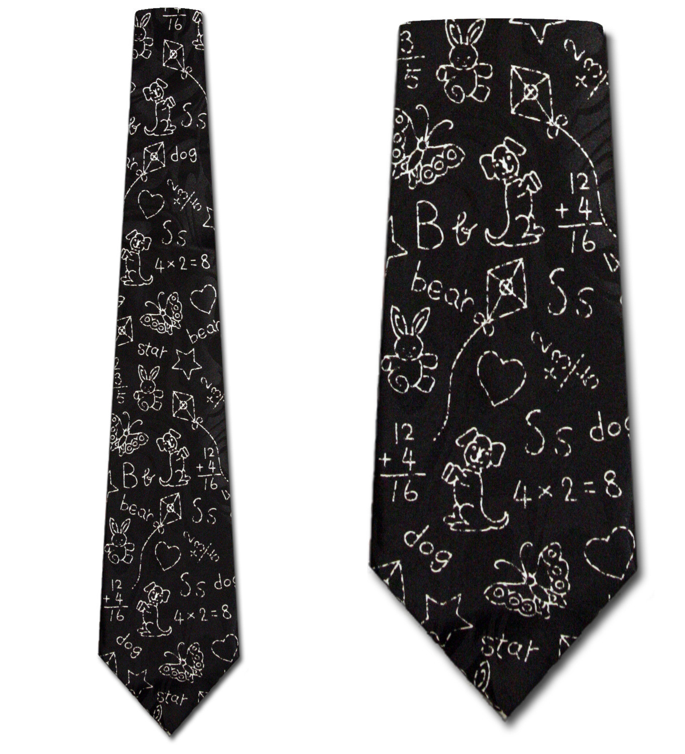 976-100: Childrens Drawings Tie School Kids Teacher Neckties Black by Steven Harris