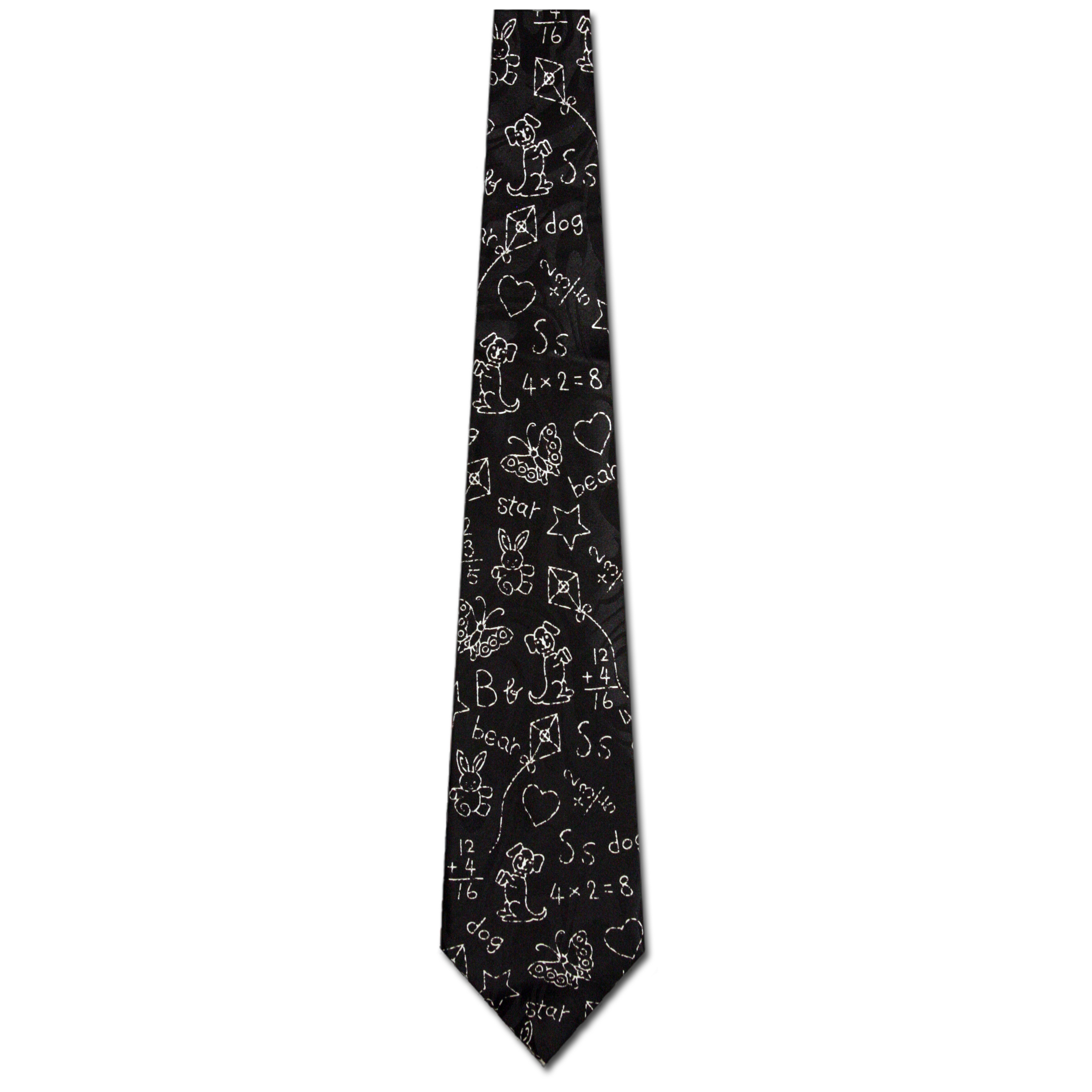976-100: Childrens Drawings Tie School Kids Teacher Neckties Black by Steven Harris at Abcties.com