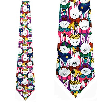 991-100: Easter Bunny Ties Rabbit Neckties Pink by Steven Harris